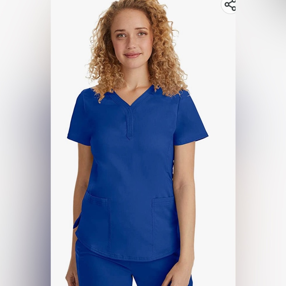 Blue Top M Medium Purple Label Yoga Healing Hands Scrub